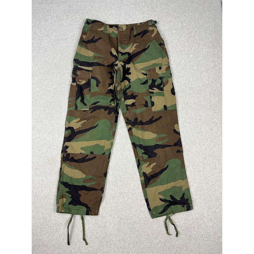 US Military BDU Pants Mens S 31x29.5 Green Woodland Camo Button Fly Trousers